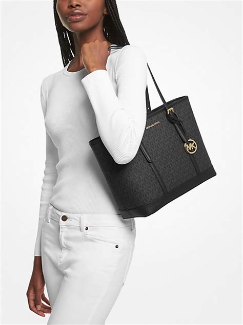 michael kors jet set mk logo top zip tote|Michael Kors designer tote jetset.